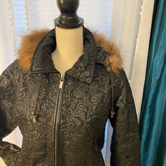 100% leather fur trimmed coat, size L - Picture 13 of 17